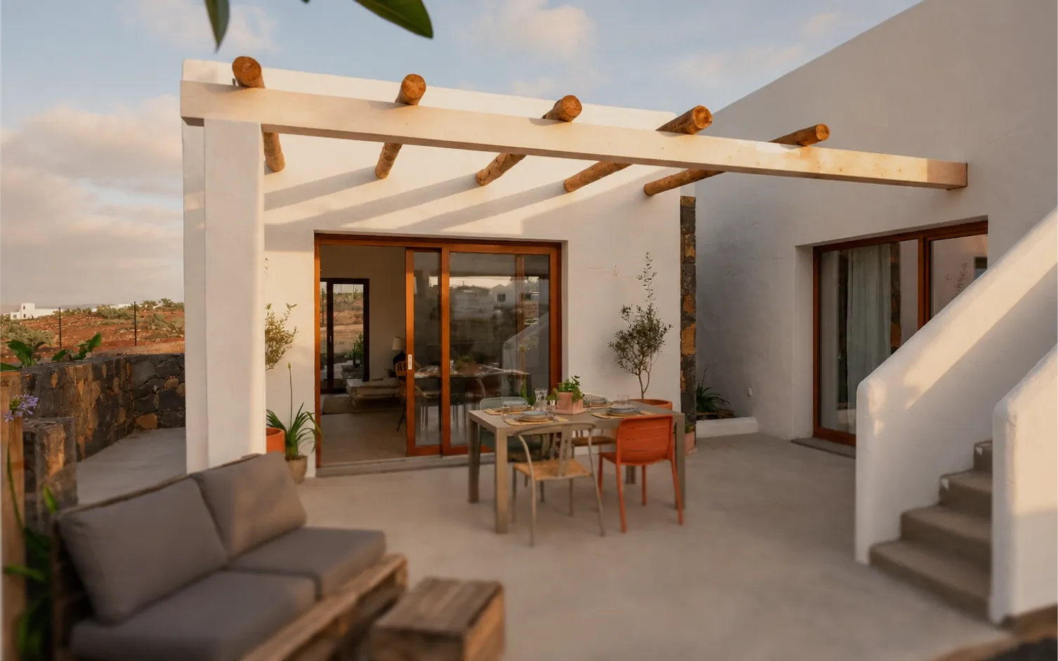 The outside ground level of one of the Little Fincas properties.
